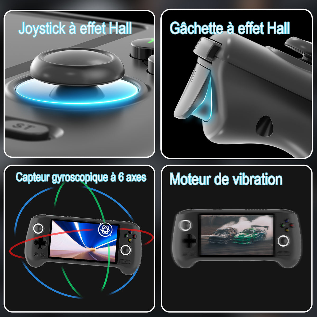 RG556 : joysticks et gâchettes à effet Hall.