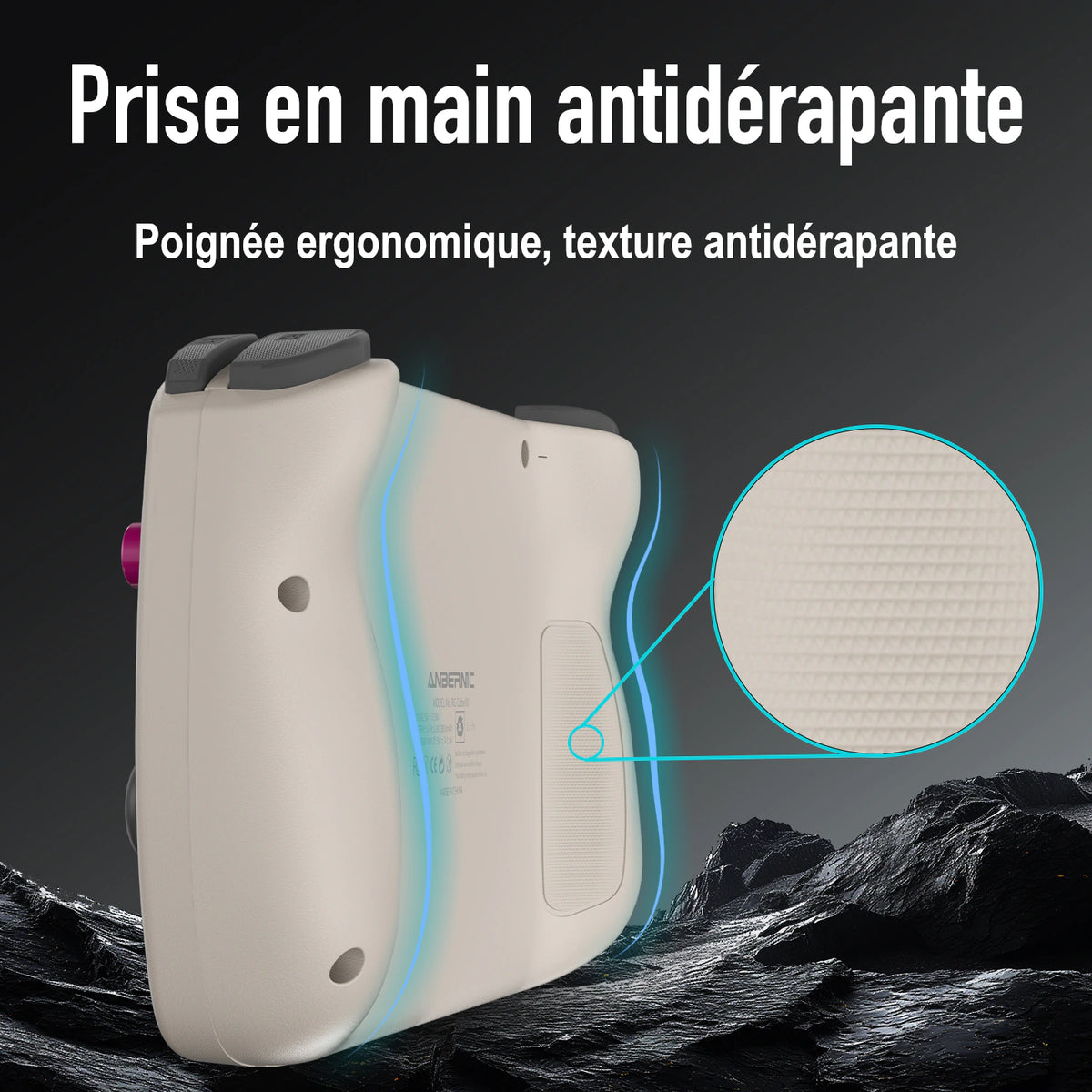Vue arrière du RG CubeXX montrant la poignée ergonomique et sa texture antidérapante.