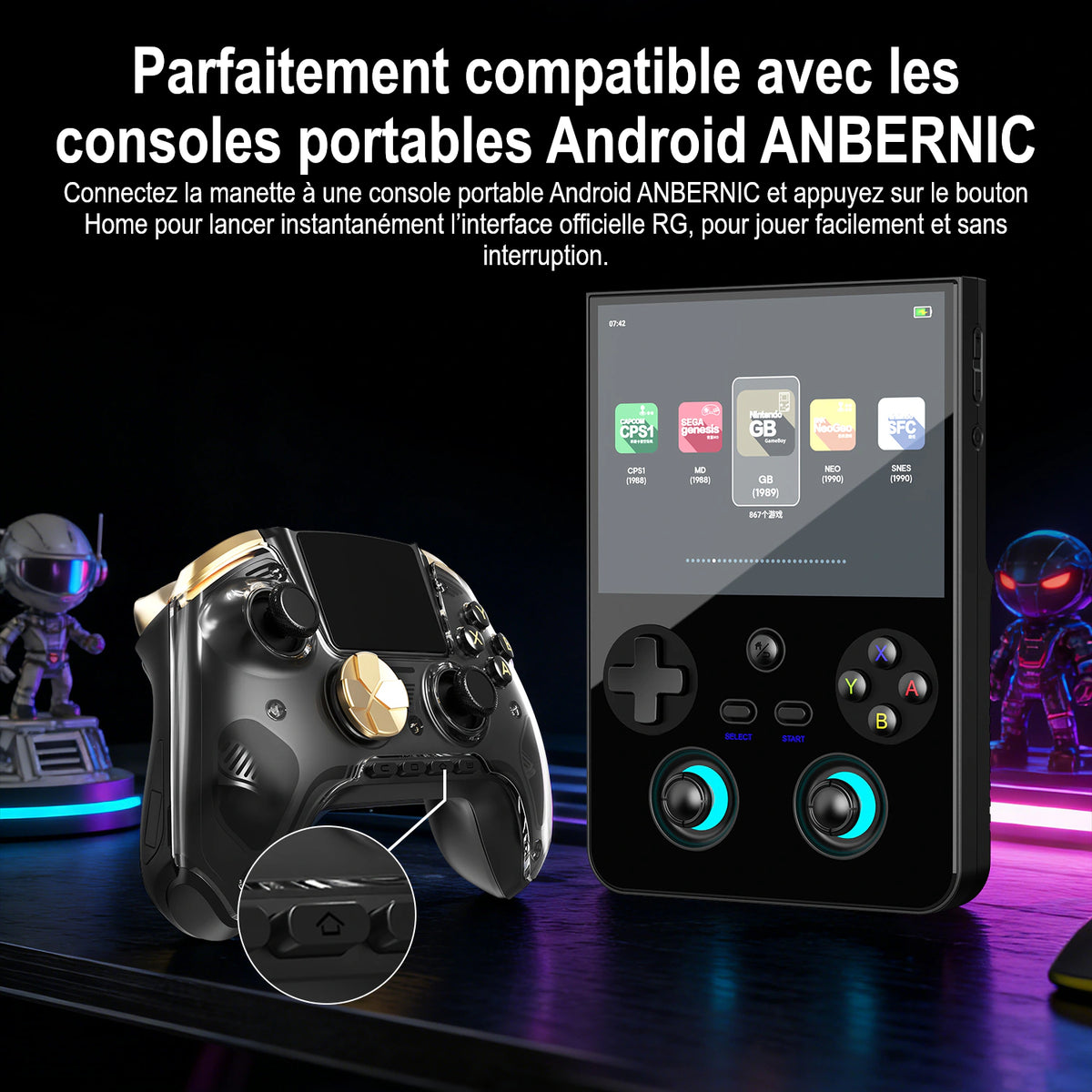 RG G01 — Parfaitement compatible avec les consoles portables Android ANBERNIC.