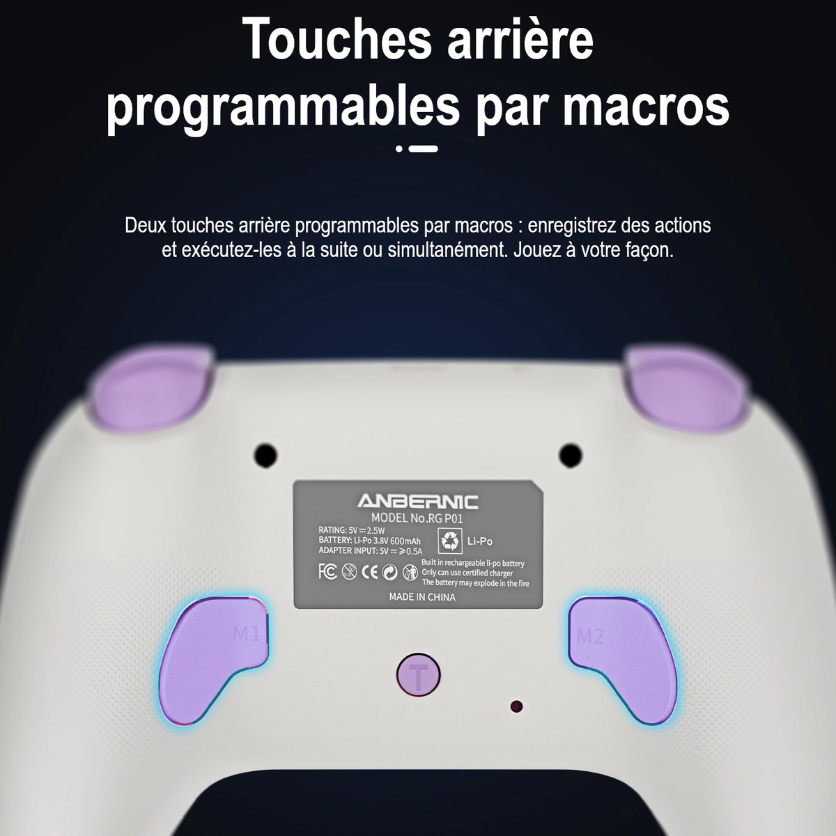 RG P01 — Touches arrière programmables par macros.